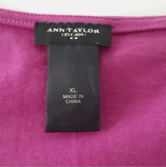 Ann Taylor Fuschia Asymmetrical Layer Tank Top w/Fringed Hem sz. XL - Picture 3 of 4